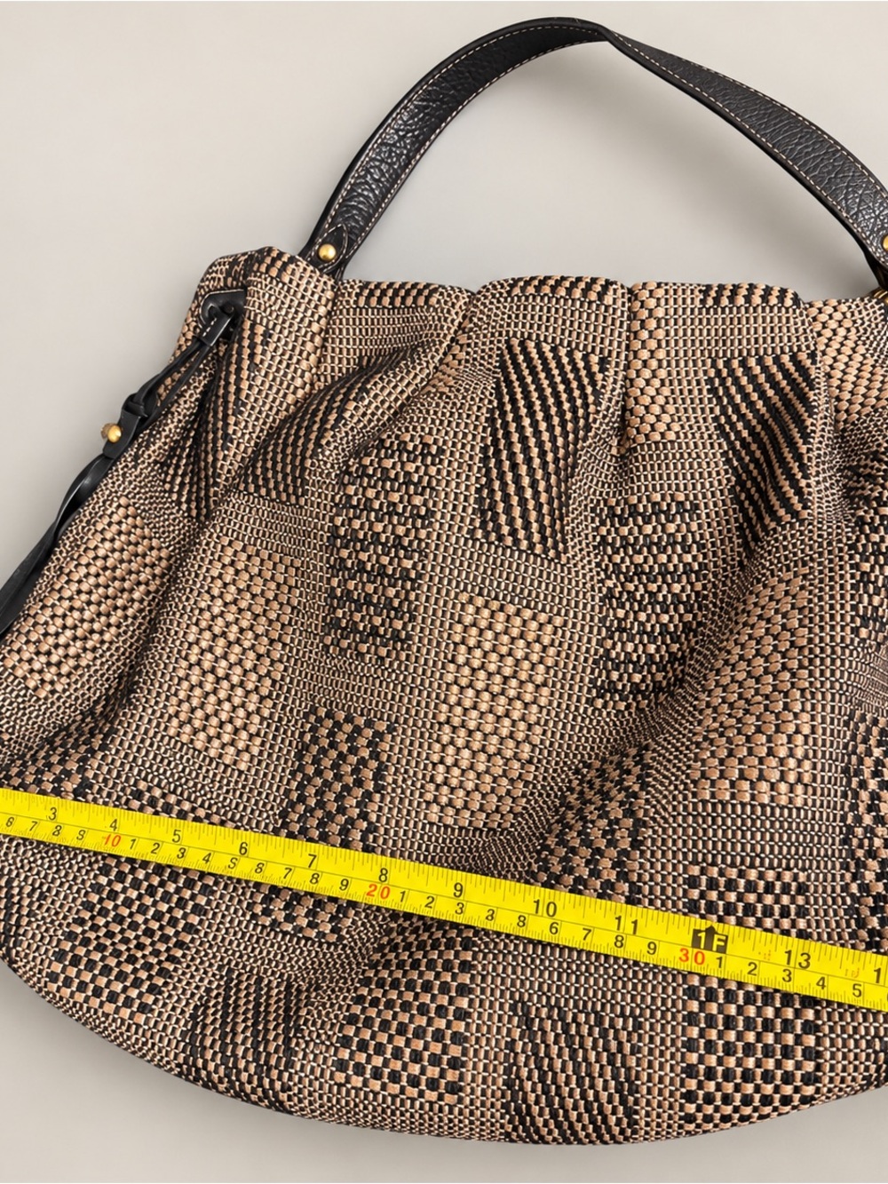 Furla Brown & Beige Printed Bucket Bag Gold-Tone Hardware - Picture 8 of 8